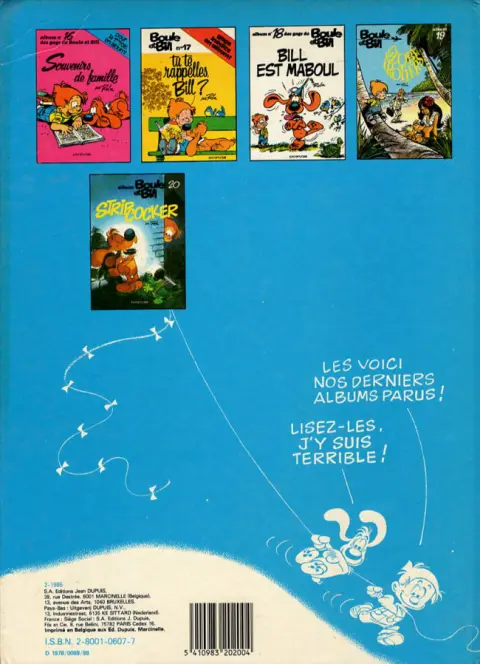 Verso de l'album Boule & Bill Tome 15 Bill nom d'un chien !