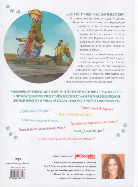 Verso de l'album Alice et Simon se posent plein de questions