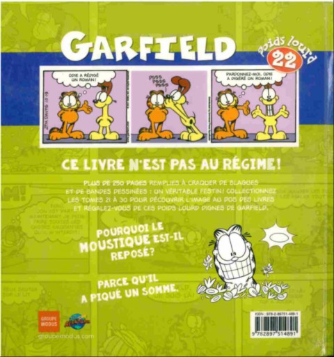 Verso de l'album Garfield Poids lourd 22