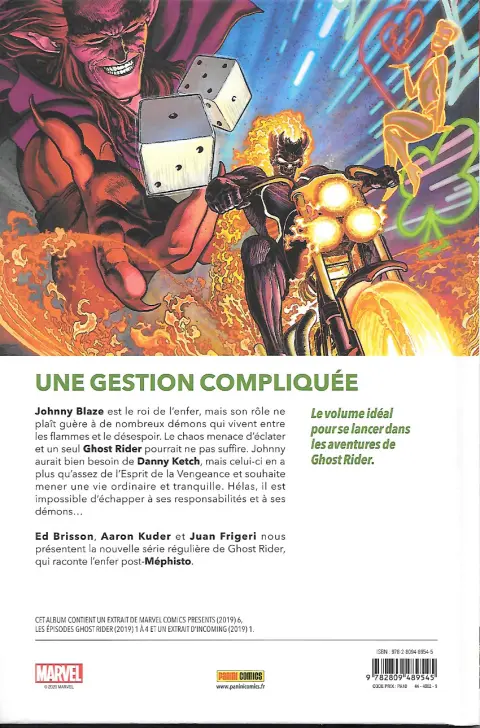 Verso de l'album Ghost Rider 1 Le roi de l'Enfer