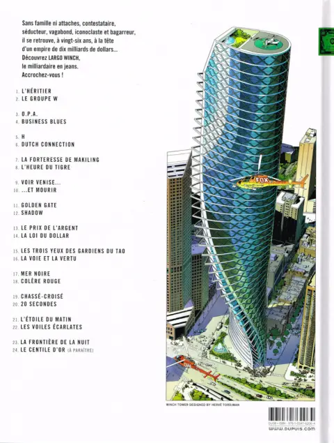 Verso de l'album Largo Winch Tome 23 La Frontière de la nuit
