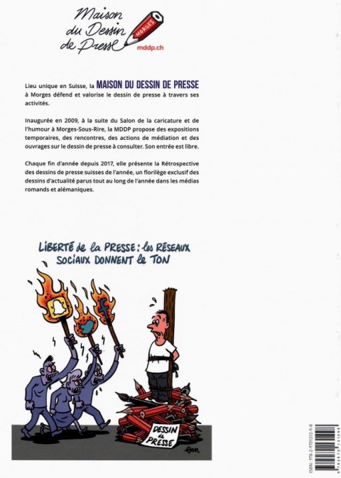 Verso de l'album Rétro du dessin de presse suisse 2019