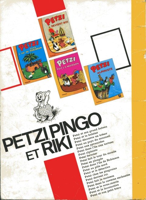 Verso de l'album Petzi Tome 12 Petzi au Pôle Nord