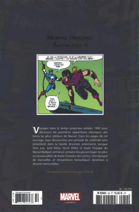 Verso de l'album Marvel Origines N° 50 Avengers 6 -1966)