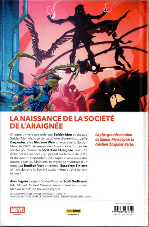 Verso de l'album Spider-Society Place aux Spidernautes