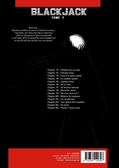 Verso de l'album Black Jack Tome 7