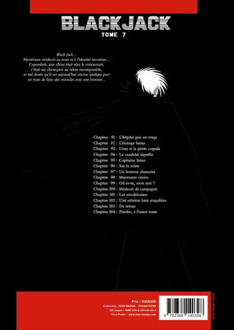 Verso de l'album Black Jack Tome 7
