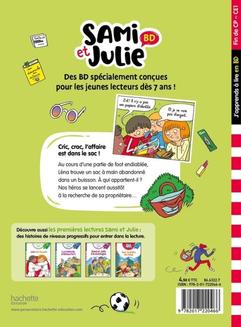 Verso de l'album Sami et Julie Cric, crac, l'affaire est dans le sac !