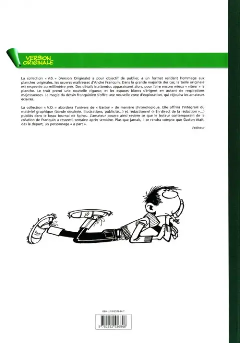 Verso de l'album Gaston L'intégrale (Version Originale) Tome 2 Gaston 1959-1960