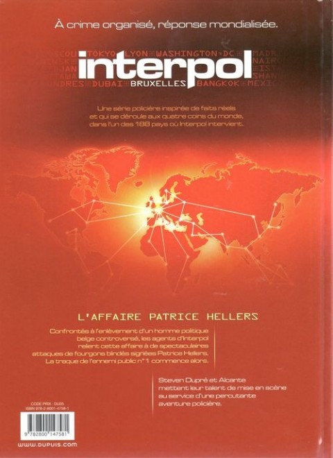 Verso de l'album Interpol Tome 1 Bruxelles - L'affaire Patrice Hellers