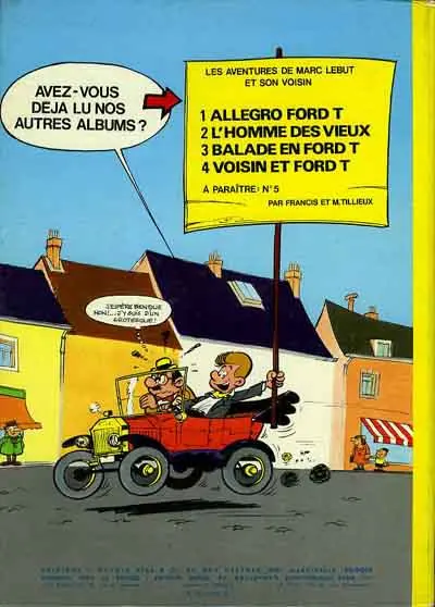 Verso de l'album Marc Lebut et son voisin Tome 4 Voisin et Ford T
