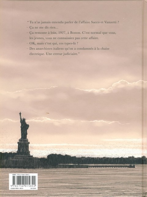 Verso de l'album American Tragedy L'histoire de Sacco & Vanzetti