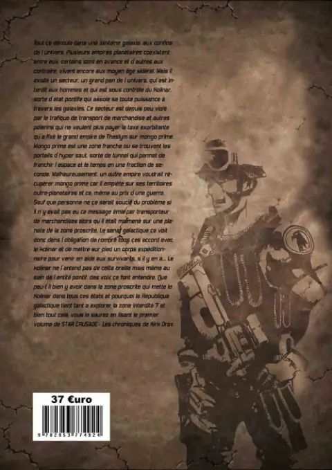 Verso de l'album Star Crusade 2 Les chroniques de Kirk Drax