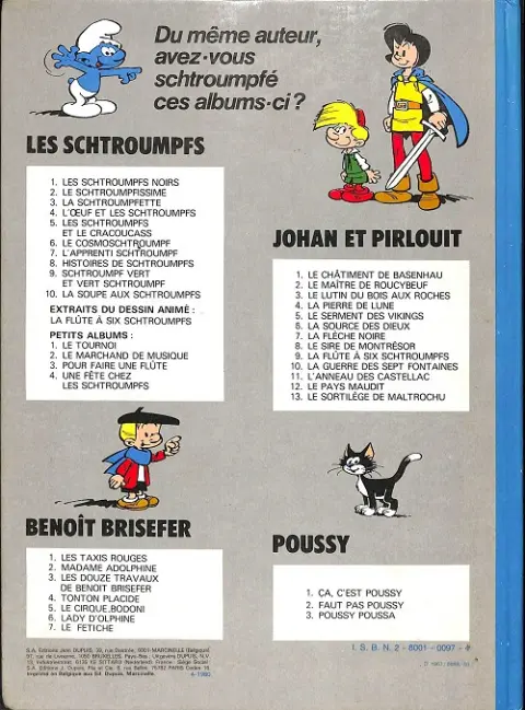 Verso de l'album Johan et Pirlouit Tome 3 Le lutin du bois aux roches