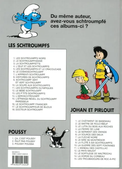 Verso de l'album Les Schtroumpfs Tome 9 Schtroumpf vert et vert schtroumpf