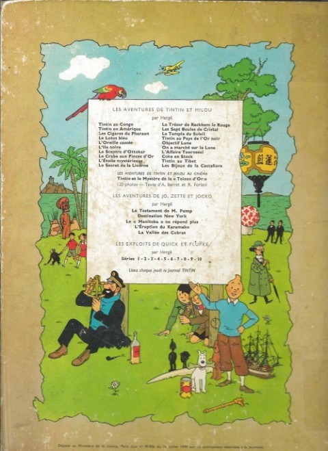 Verso de l'album Tintin Tome 6 L'oreillle cassée