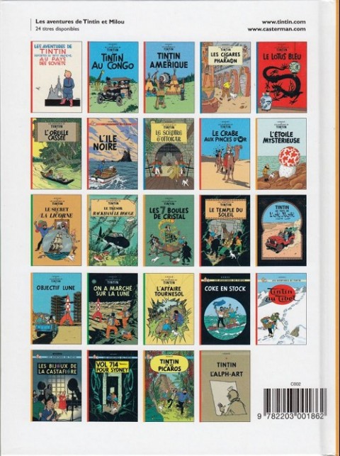Verso de l'album Tintin Tome 10 L'Étoile mystérieuse