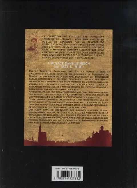 Verso de l'album L'Alsace Tome 11 L'Alsace dans le Reich (de 1871 à 1918)