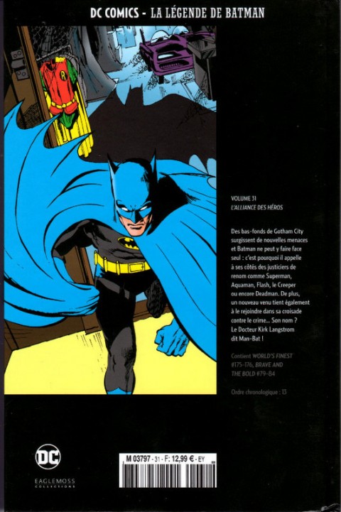 Verso de l'album DC Comics - La Légende de Batman Volume 31 L'Alliance des Héros