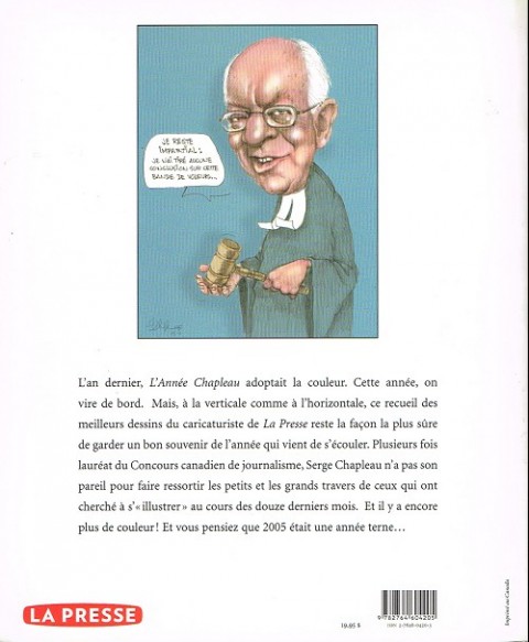 Verso de l'album L'année Chapleau 2005