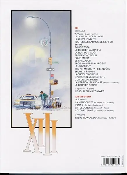Verso de l'album XIII Tome 13 The XIII Mystery- L'enquête