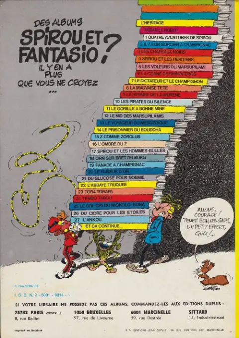 Verso de l'album Spirou et Fantasio Tome 12 Le nid des Marsupilamis