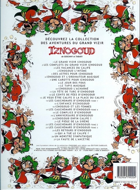 Verso de l'album Iznogoud Tome 20 Enfin Calife!