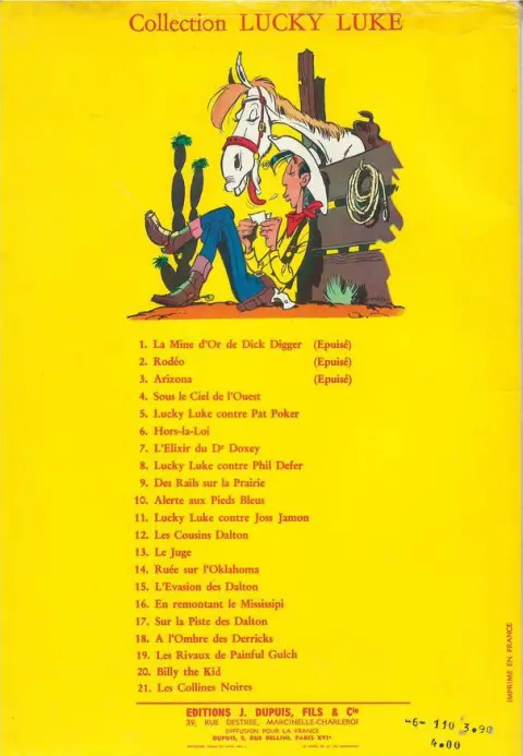 Verso de l'album Lucky Luke Tome 15 L'évasion des Dalton