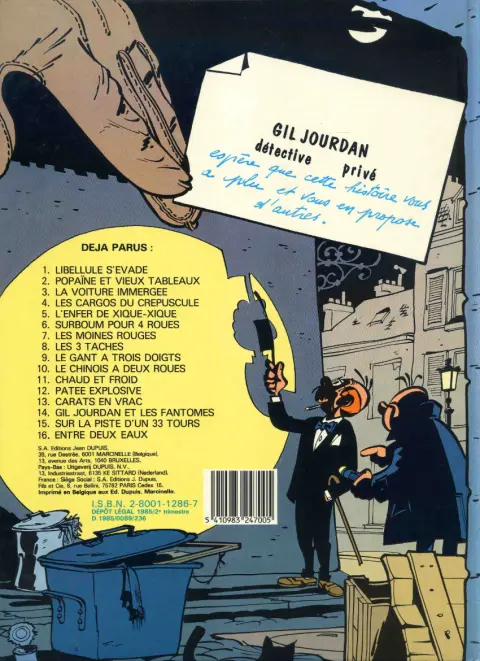 Verso de l'album Gil Jourdan Tome 11