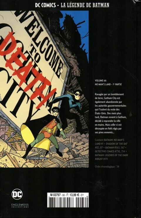 Verso de l'album DC Comics - La Légende de Batman Volume 66 No man's land - 1re partie