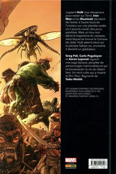 Verso de l'album Planète Hulk