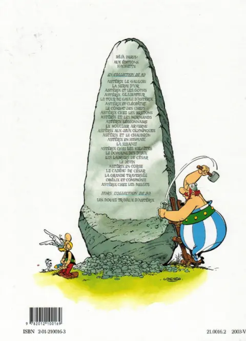 Verso de l'album Astérix Tome 16 Astérix chez les helvètes
