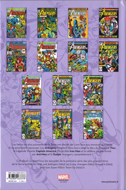 Verso de l'album The Avengers - L'intégrale Tome 13 1976