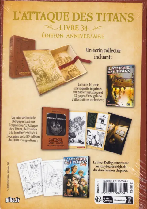Verso de l'album L'Attaque des Titans 34 Edition anniversaire