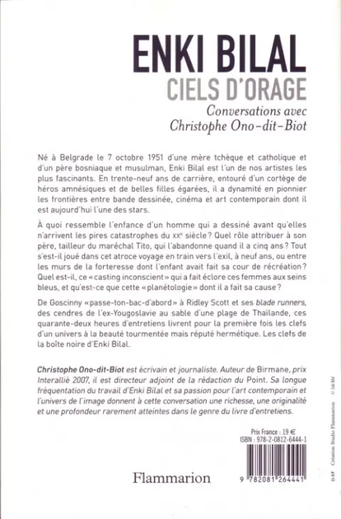 Verso de l'album Ciels d'orage