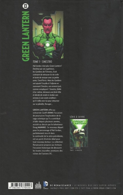 Verso de l'album Green Lantern Tome 1 Sinestro