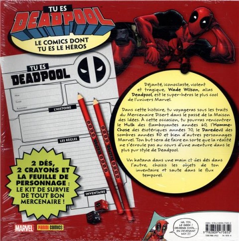 Verso de l'album Tu es Deadpool - Le comics dont tu es le héros