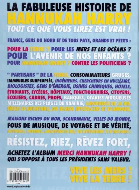 Verso de l'album Merci Hannukah Harry