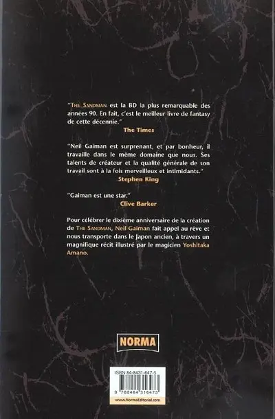 Verso de l'album The Sandman : Les chasseurs de rêves Les chasseurs de rêves