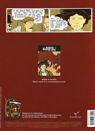 Verso de l'album Les Aventures Extraordinaires d'Adèle Blanc-Sec Tome 1 Adèle et la Bête