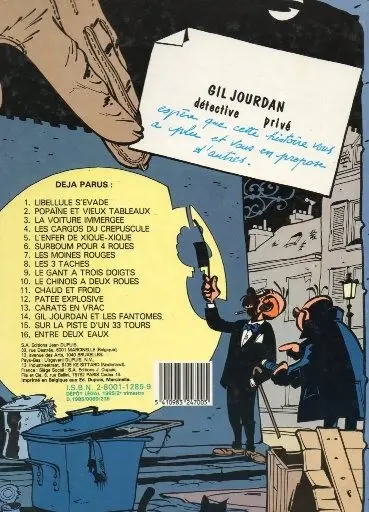 Verso de l'album Gil Jourdan Tome 10 Le chinois à 2 roues