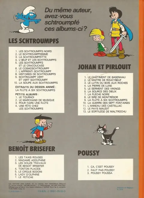 Verso de l'album Les Schtroumpfs Tome 10 La soupe aux Schtroumpfs