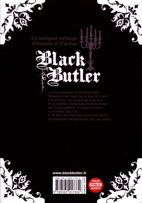 Verso de l'album Black Butler 14 Black Baseball