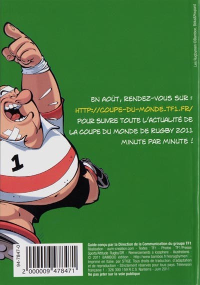 Verso de l'album Les Rugbymen Mêlez-vous à la coupe du monde de rugby 2011