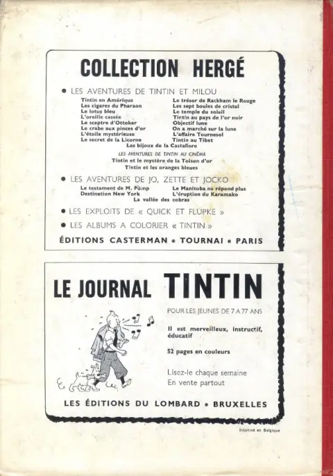 Verso de l'album Tintin Tome 76