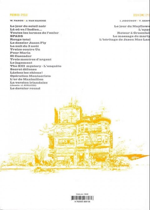Verso de l'album XIII Tome 13 The XIII Mystery- L'enquête