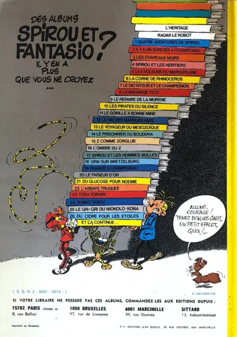 Verso de l'album Spirou et Fantasio Tome 12 Le Nid des Marsupilamis