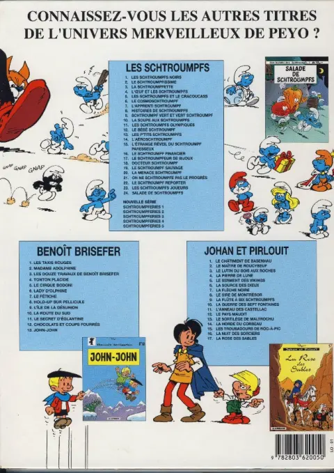 Verso de l'album Les Schtroumpfs Tome 23 Les schtroumpfs joueurs