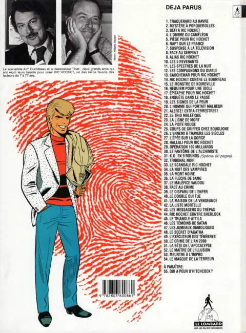 Verso de l'album Ric Hochet Tome 15 Le Monstre de Noireville