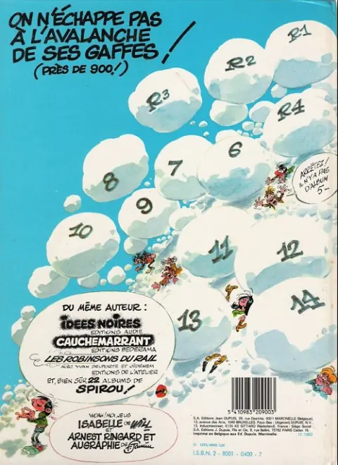 Verso de l'album Gaston Tome 12 Le Gang des gaffeurs